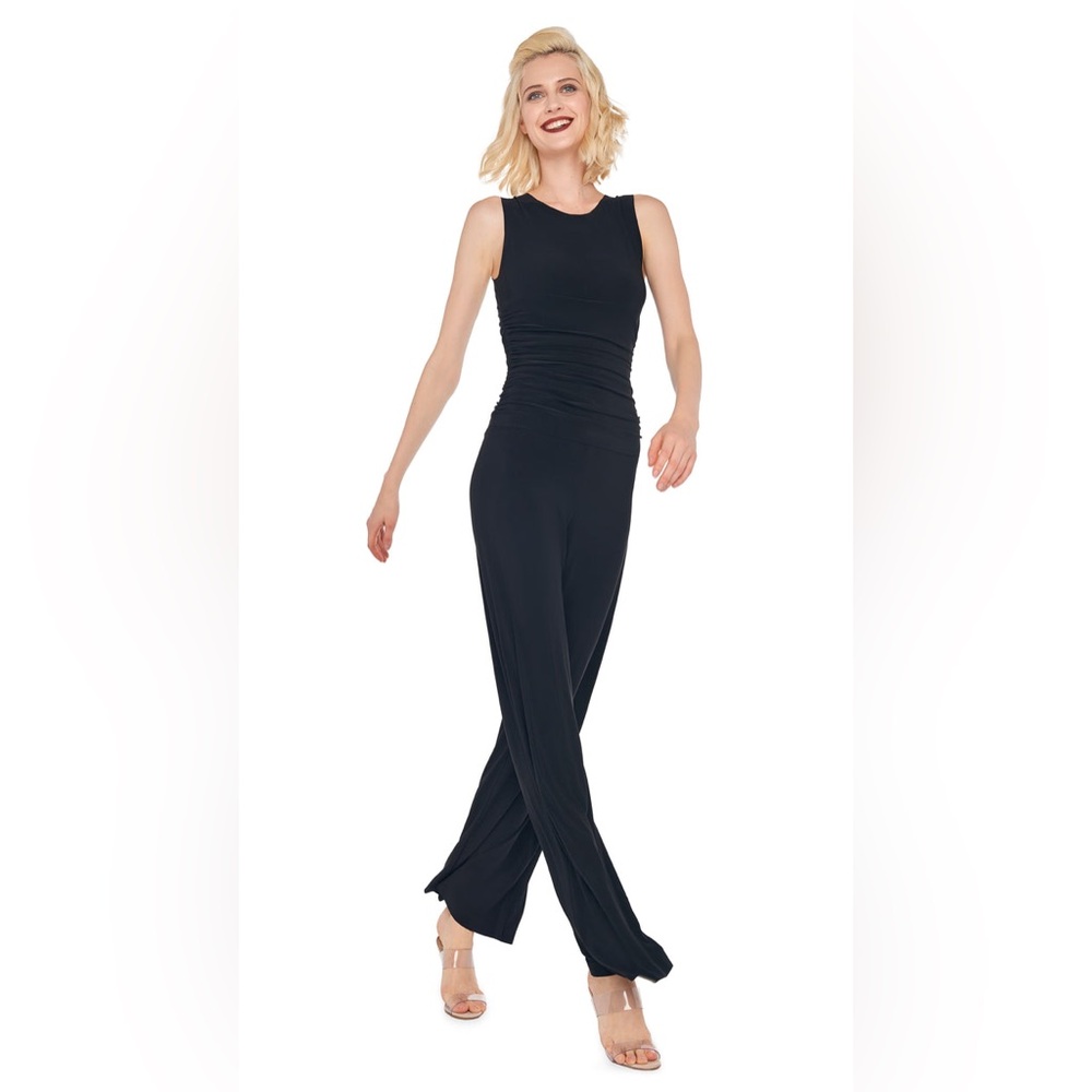 NWT NORMA KAMALI Black Shirred Waist Sleeveless Jumpsuit Size Small - Picture 4 of 14